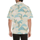 Bonsai bamboo stork japanese pattern cream theme Men's All Over Print Hawaiian Shirt