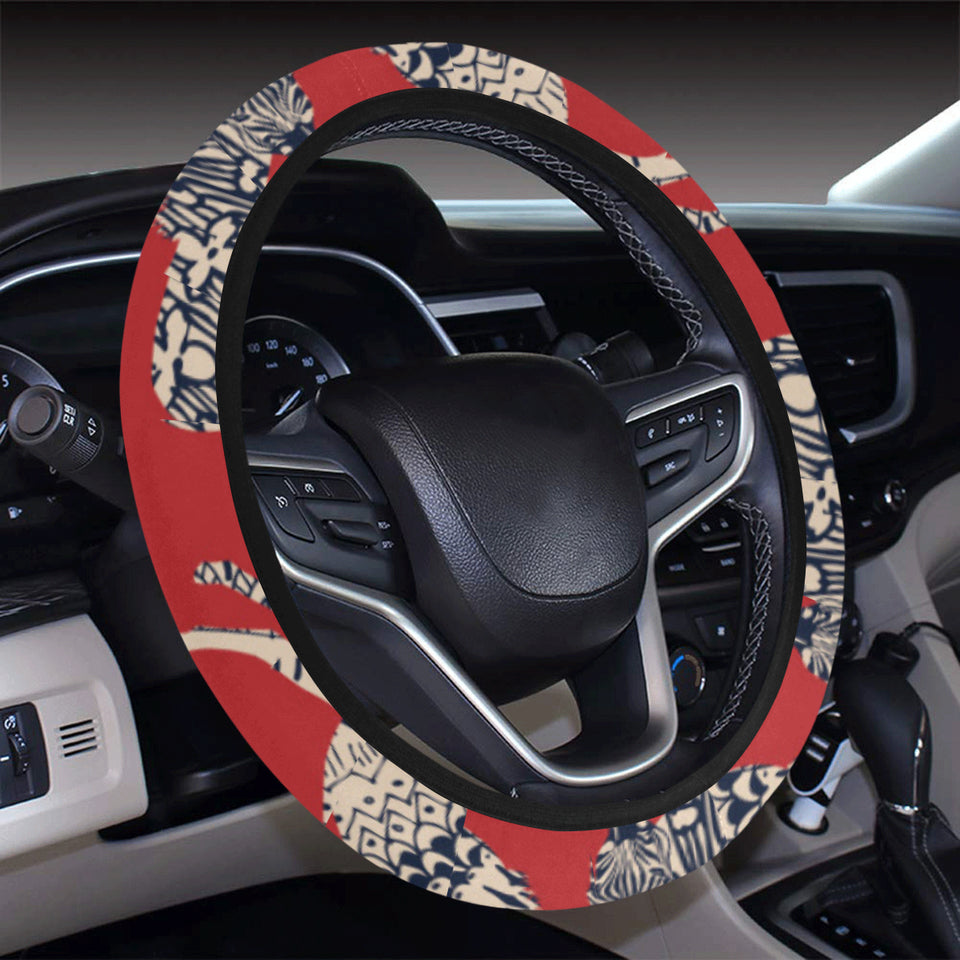 Zebra abstract red background Car Steering Wheel Cover
