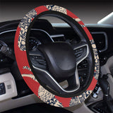 Zebra abstract red background Car Steering Wheel Cover