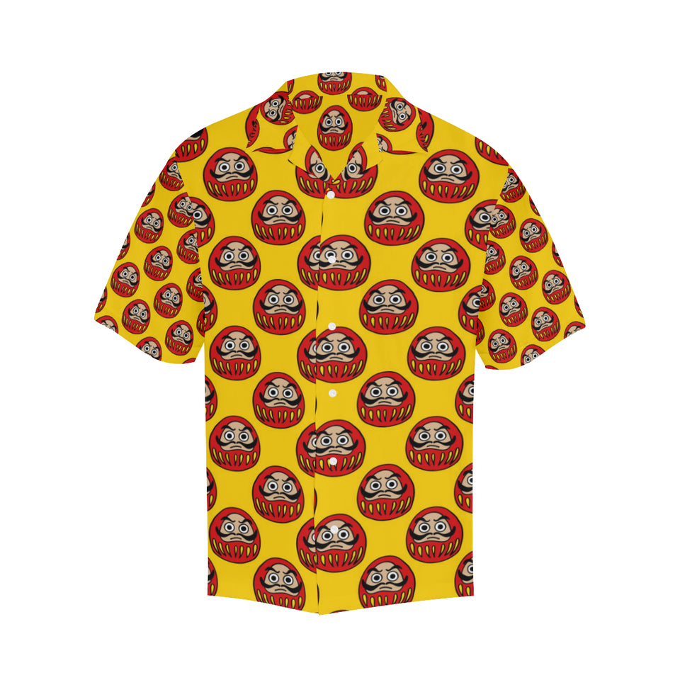 Daruma japanese wooden doll yellow background Men's All Over Print Hawaiian Shirt
