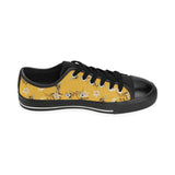 Bee flower pattern Men's Low Top Canvas Shoes Black