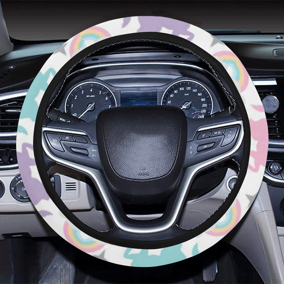 colorful unicorn rainbow heart pattern Car Steering Wheel Cover