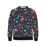 colorful space pattern planet star Men's Crew Neck Sweatshirt