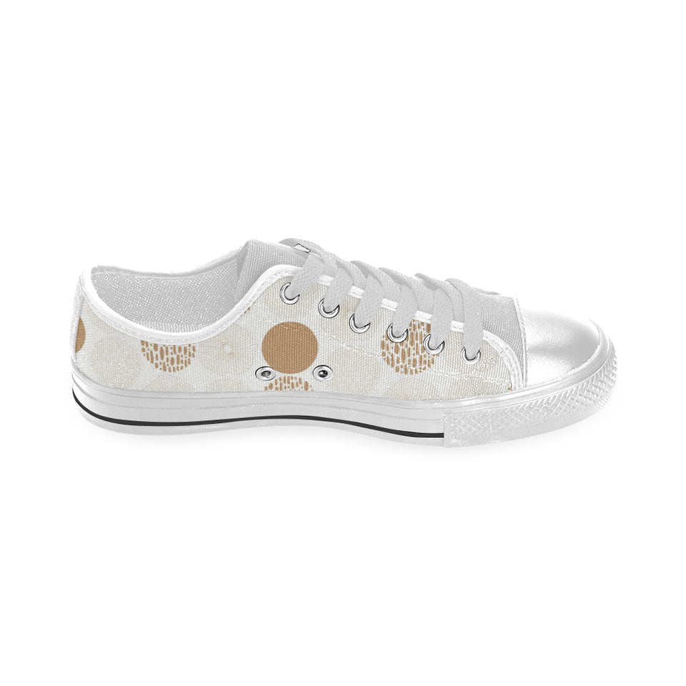 Gold Texture mushroom pattern Men's Low Top Canvas Shoes White