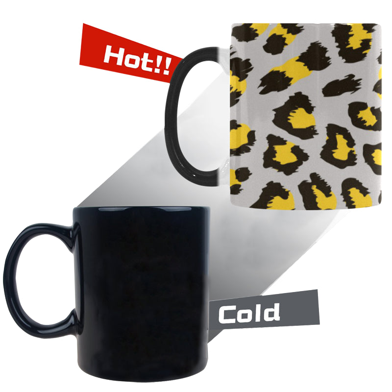 Gray Leopard print pattern Morphing Mug Heat Changing Mug