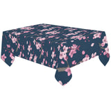 Pink sakura cherry blossom blue background Tablecloth