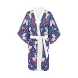 Colorful butterfly flower pattern.eps Women's Short Kimono Robe