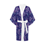Cute owls pattern boho style ornament Women's Short Kimono Robe