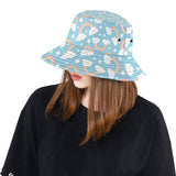Cute rainbow clound star pattern blue background Unisex Bucket Hat