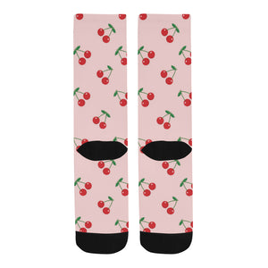 cherry pattern pink background Crew Socks