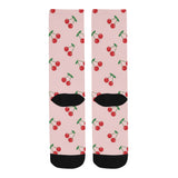 cherry pattern pink background Crew Socks