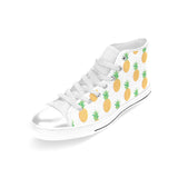 Pineapples pattern Women's High Top Canvas Shoes White