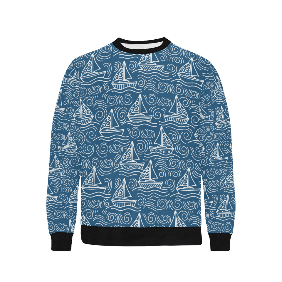 Hand drawn sailboat pattern Men's Crew Neck Sweatshirt