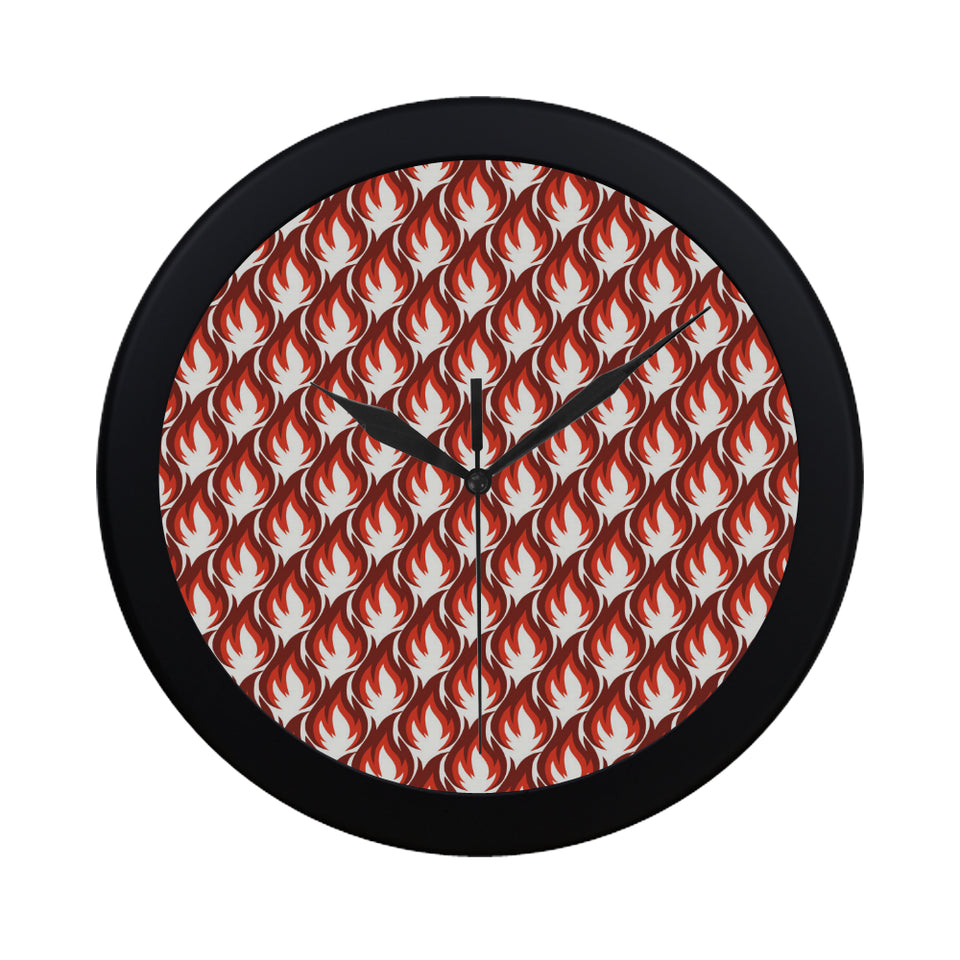 Fire flame symbol design pattern Elegant Black Wall Clock