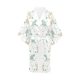 Cute Rhino pattern Women's Short Kimono Robe