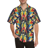 Colorful parrot flower pattern Men's All Over Print Hawaiian Shirt