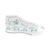 Crocodile diver pattern Men's High Top Canvas Shoes White