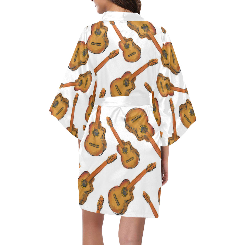 Paint Guitar Pattern Women's Short Kimono Robe
