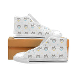 Cute Siberian Husky pattern Men's High Top Canvas Shoes White