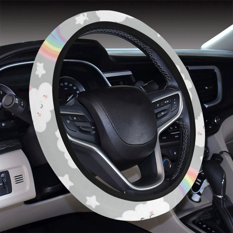 Cute rainbow clound star pattern Car Steering Wheel Cover