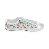 Cute Crocodile Pattern Men's Low Top Canvas Shoes White