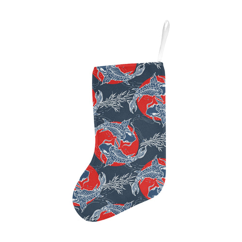 Koi Fish Carp Fishs hand drawn japanese art Christmas Stocking