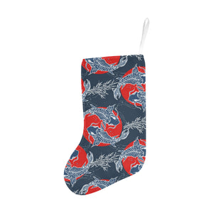 Koi Fish Carp Fishs hand drawn japanese art Christmas Stocking