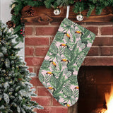 Toucan tropical green jungle palm pattern Christmas Stocking