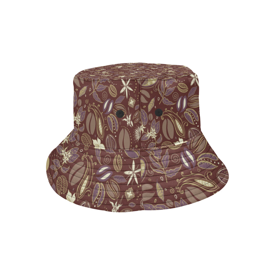 Coffee bean flower pattern Unisex Bucket Hat