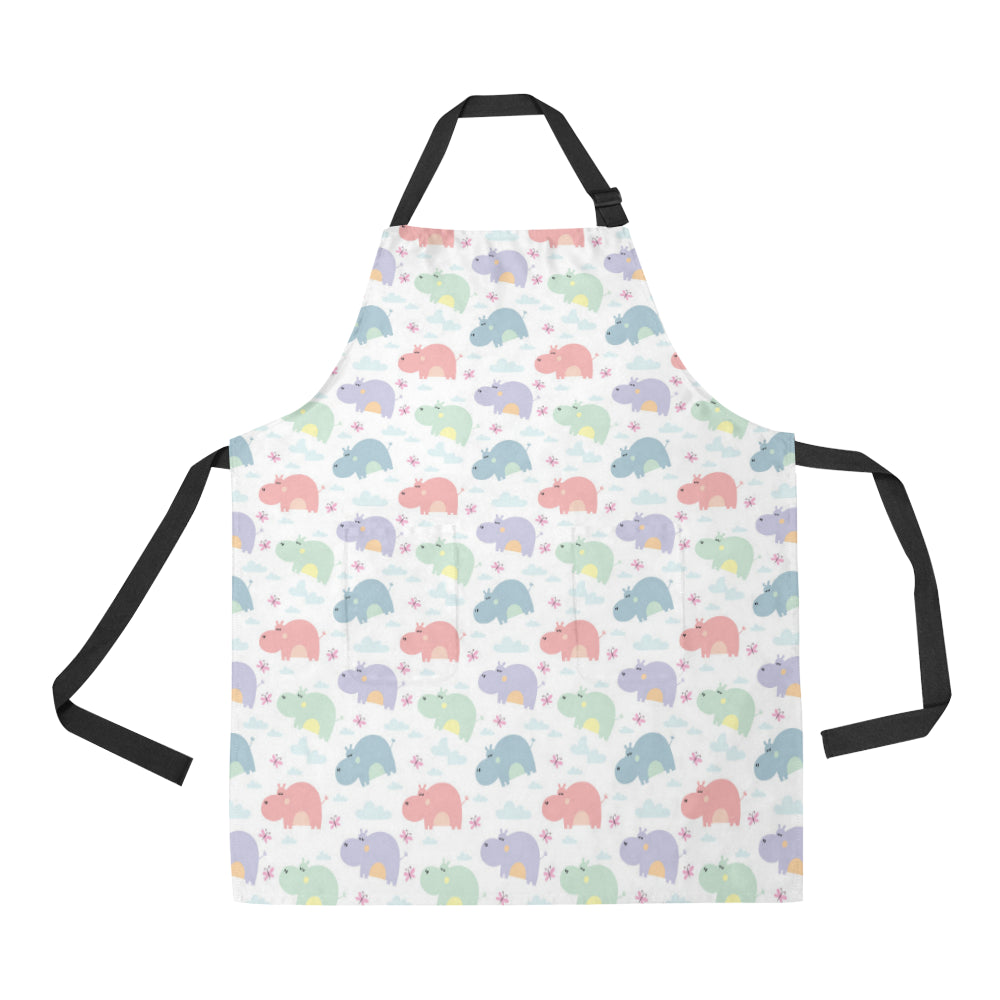 Hippopotamus Pattern Print Design 03 All Over Print Adjustable Apron