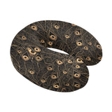 Gold peacock feather pattern U-Shaped Travel Neck Pillow