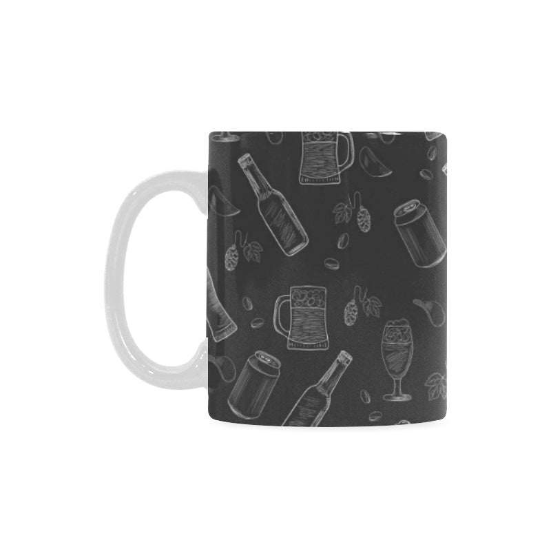 Beer hand drawn pattern Classical White Mug (Fulfilled In US)