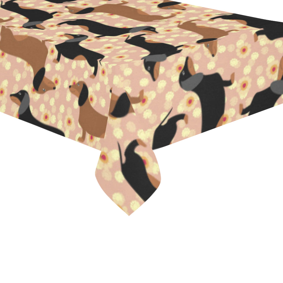 Dachshund floral background Tablecloth