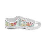 Colorful orchid flower pattern Men's Low Top Canvas Shoes White