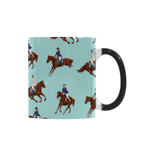 Horses running horses rider pattern Morphing Mug Heat Changing Mug