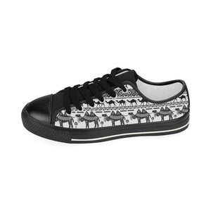Camel polynesian tribal pattern Kids' Boys' Girls' Low Top Canvas Shoes Black