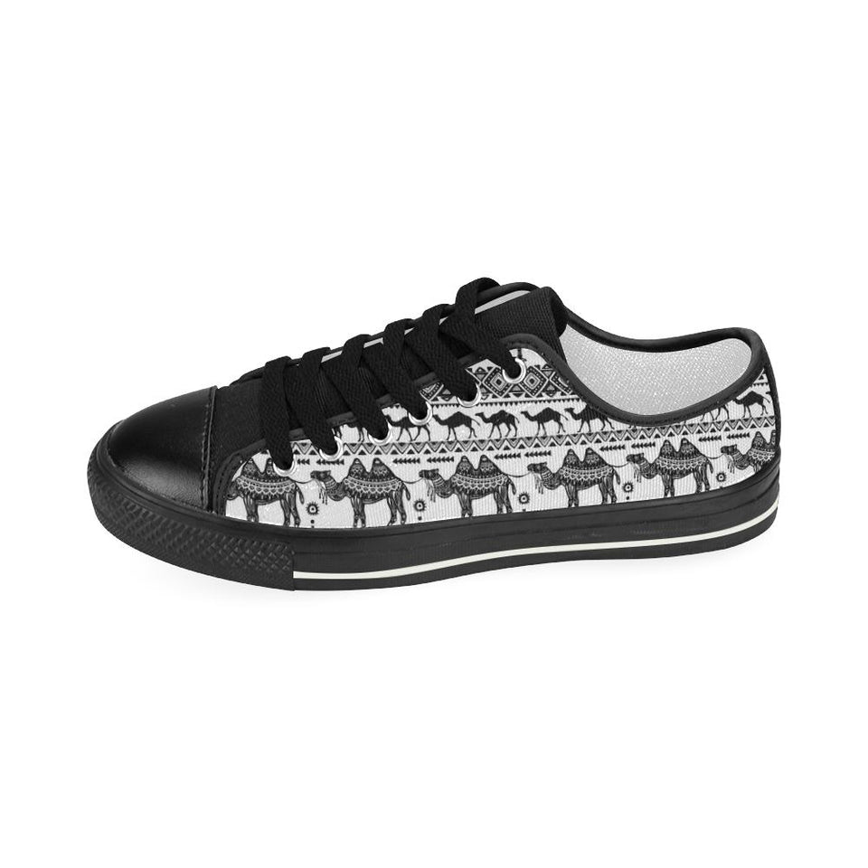 Camel polynesian tribal pattern Kids' Boys' Girls' Low Top Canvas Shoes Black