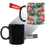 Beautiful flamingo tropical palm leaves hibiscus p Morphing Mug Heat Changing Mug