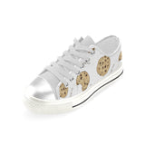 Sketch style cookie pattern Women's Low Top Canvas Shoes White
