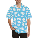 Cute white sea lion seals pattern Men's All Over Print Hawaiian Shirt