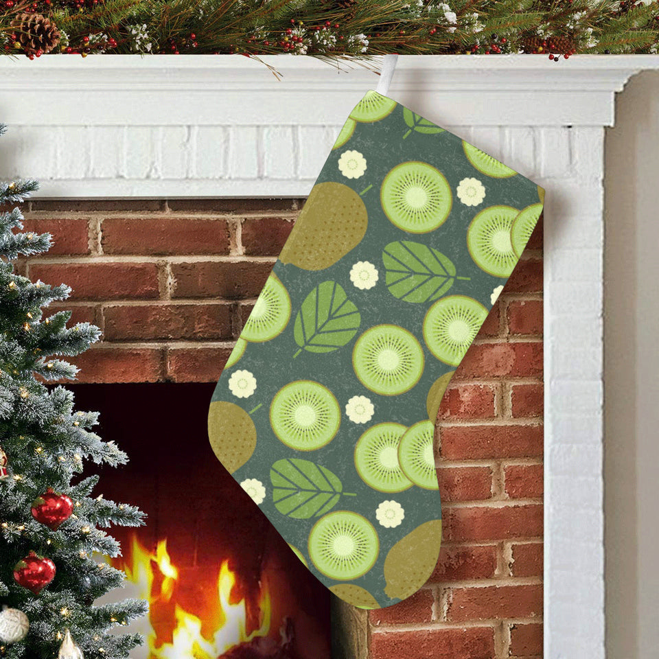 Whole sliced kiwi leave and flower Christmas Stocking