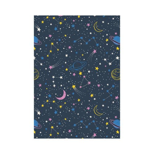 space pattern with planets, comets, constellations House Flag Garden Flag