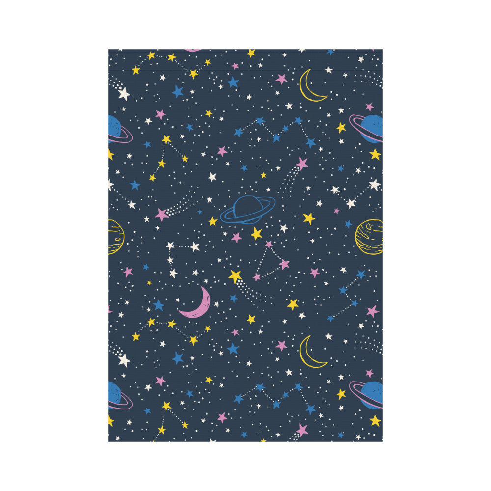 space pattern with planets, comets, constellations House Flag Garden Flag