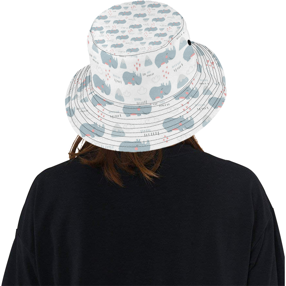 cute rhino heart pattern Unisex Bucket Hat