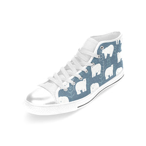 polar bear mother her child pattern Women's High Top Canvas Shoes White