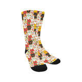 Colorful Maneki neko cat pattern Crew Socks