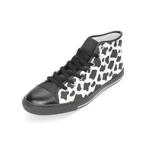 Cow skin pattern Women's High Top Canvas Shoes Black