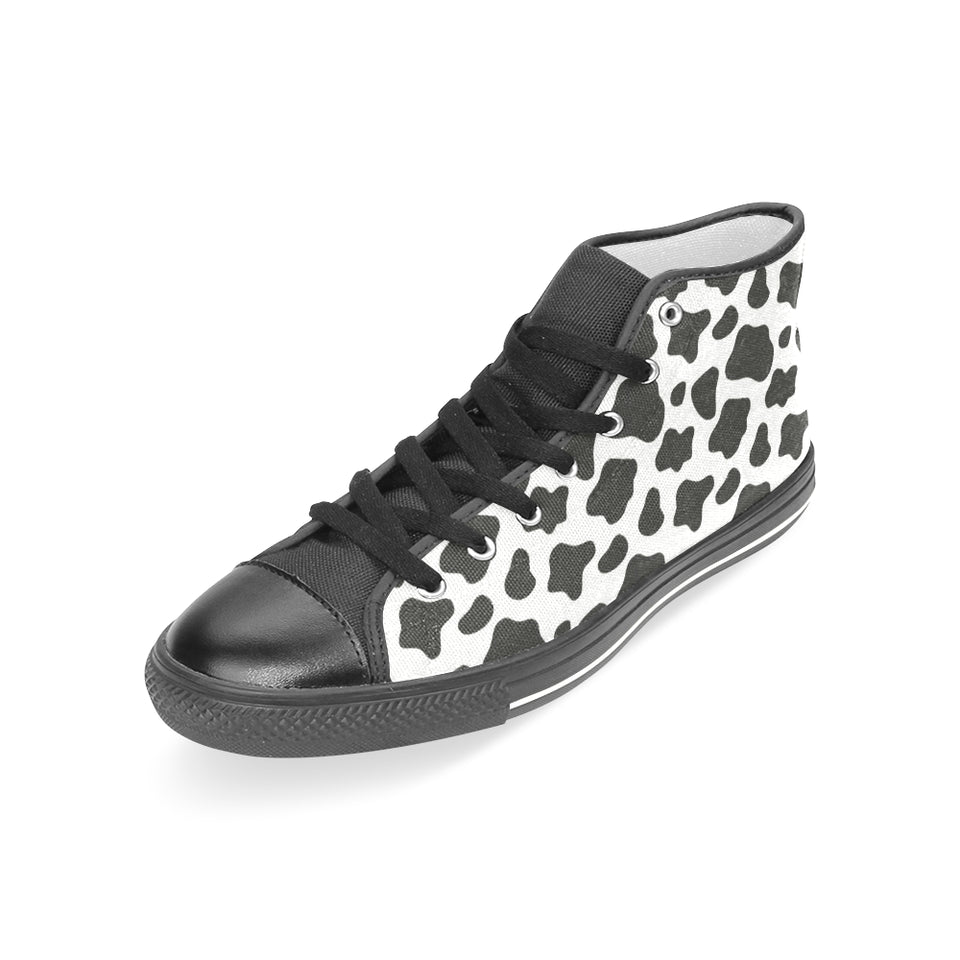 Cow skin pattern Women's High Top Canvas Shoes Black