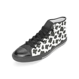 Cow skin pattern Women's High Top Canvas Shoes Black