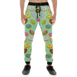 Colorful donut pattern green background Unisex Casual Sweatpants